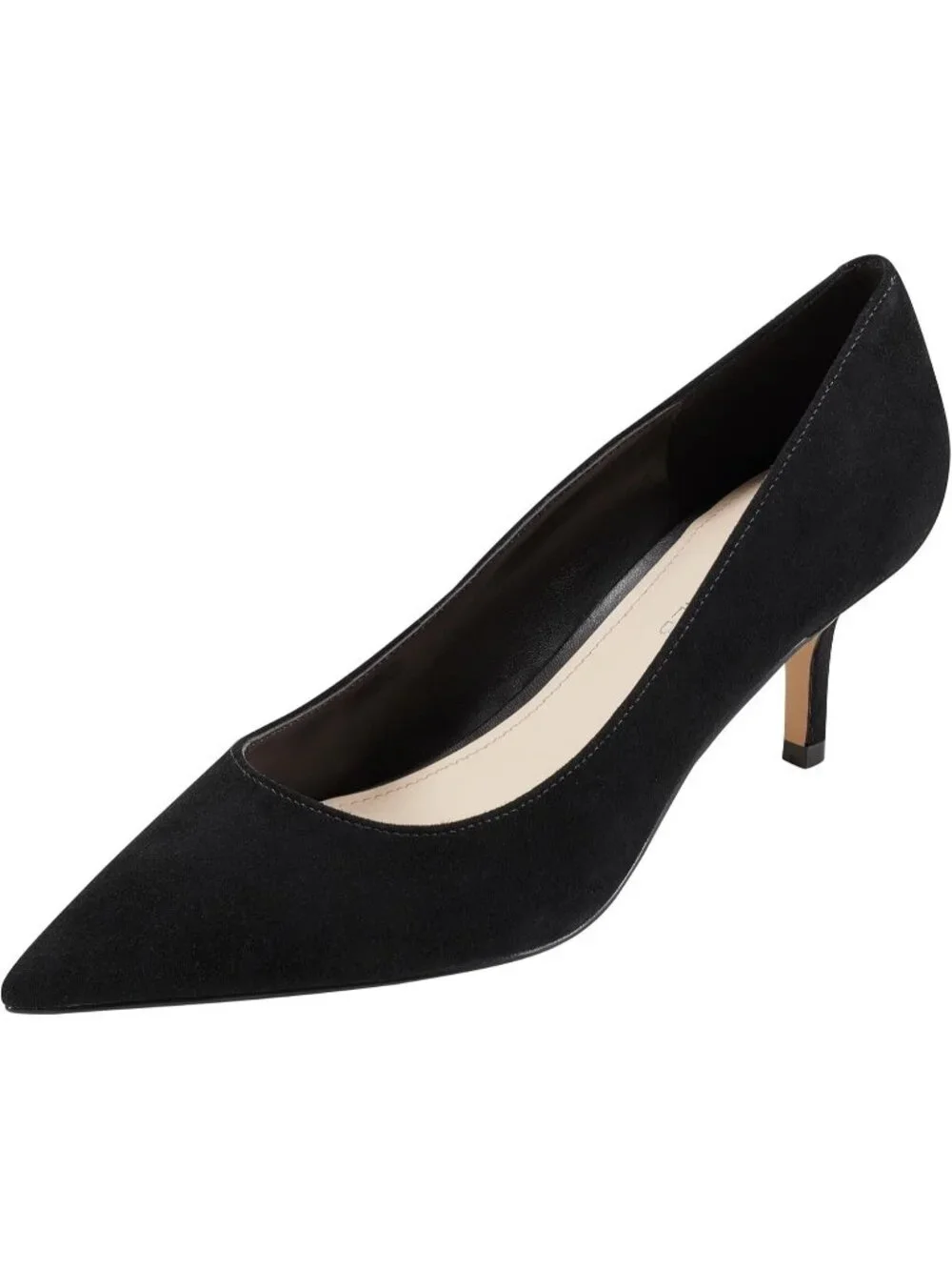 Women's Black Suede Modern Pointed Toe Alola Casual Pumps Pull On Heel Shoes